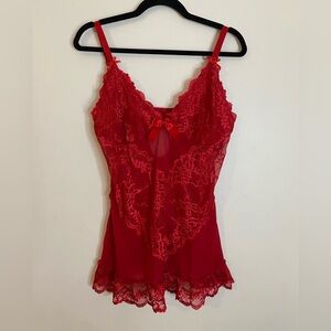 Oh La La Cheri  Y2K Elegant Red Lace Lingerie Babydoll with  bow details